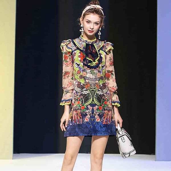 

elegant spring enlargement lace plied with floral printout dress runway party clothes dresses, Black;gray