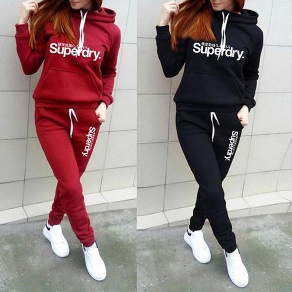 

two piece set tracksuit hooded womens pants sweatshirt sets sportswear suit casual hoodies with pockets female fashion, White