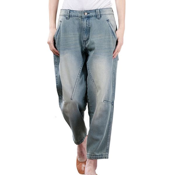 

women's jeans summer plus size cotton woman loose casual washed boyfriend for women vaqueros mujer ladies harem pants c4361 w47g, Blue