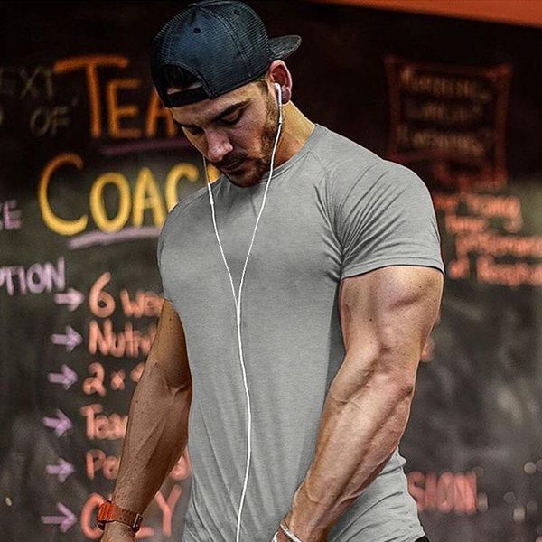 

men's t-shirts 2021 fitness t-shirt short sleeve round neck sports training tight men clothing harajuku streetwear tee casual, White;black
