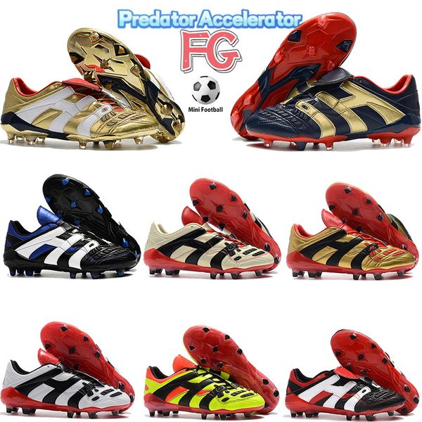 

classic predator accelerator fg soccer shoes men football shoe black white obsidian gold beige volt red mens designer sports sneakers