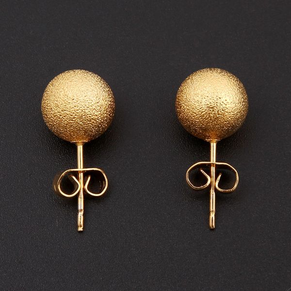 Donne 18 K Fashion Natural Stud Jewelry Fine Gold G / F Orecchino Matrimonio Etiope Orecchini rotondi Sabbiatura per neonate