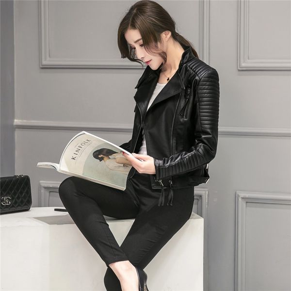 

ftlzz new spring autumn women faux soft leather jackets pu black blazer zippers coat motorcycle outerwear biker jacket 201124