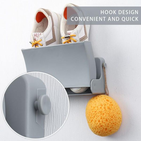 

hooks & rails perforated home storage shoes shelf foldable hanger slippers rack holder