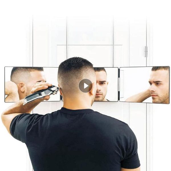 

mirrors adjustable and portable 3 way mirror trifold for self hair cutting styling diy haircut tool beauty tools real glass