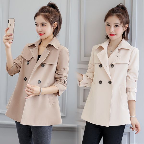 

women's jackets autumn jacket fashion double breasted windbreaker female oversize women coat loose outwear d7yd, Black;brown
