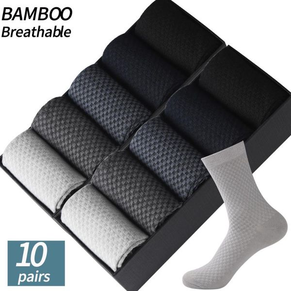

men's socks 10pair /lot men's bamboo fiber compression long black business casual male sock large size 38-45