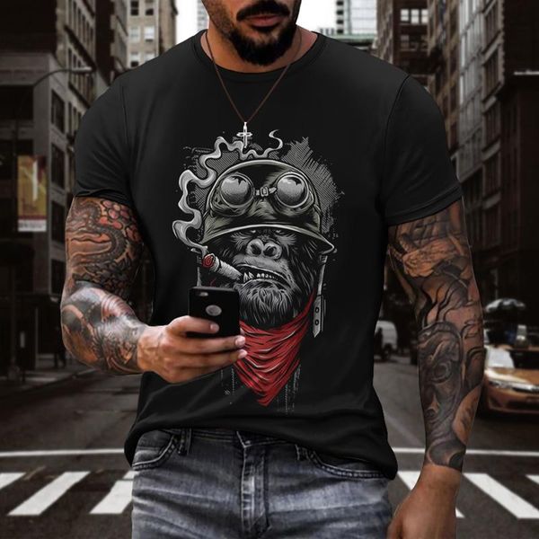 

men's t-shirts summer 3d animal print t-shirt funny casual o-neck short-sleeved breathable quick-drying hip-hop streetwear, White;black
