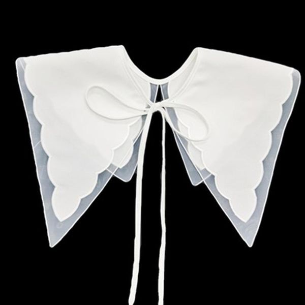 

scarves korean fake collar embroidered bow lace women shawl summer sunscreen chiffon sweater decorative neck guard scarf q5, Blue;gray