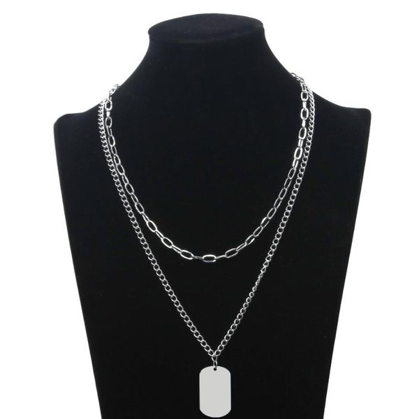 

pendant necklaces punk stainless steel chain around the neck choker aesthetic necklace for women egirl goth grunge bijouterie jewelry gift, Silver