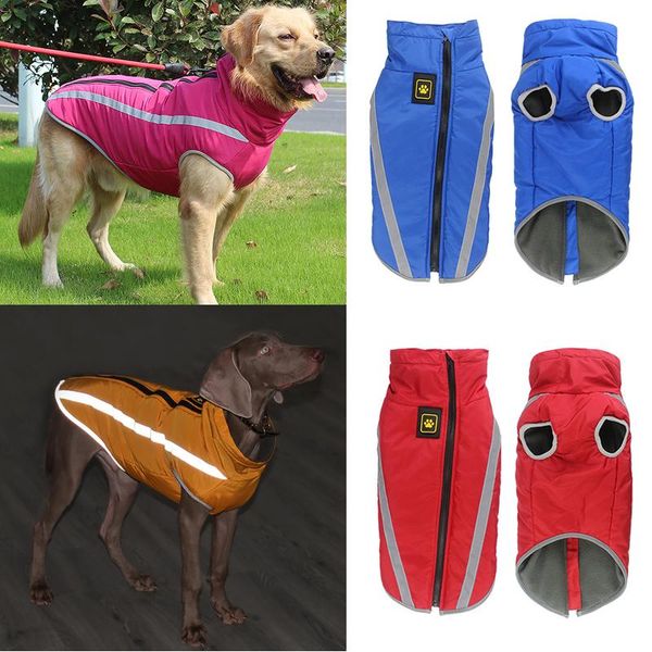 

waterproof dog clothes for large dogs reflective design winter warm big jackets padded fleece pet coat safety clothing apparel
