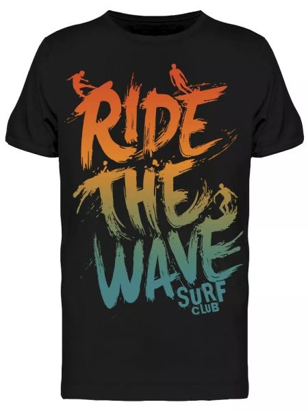 

ride the wave surf club tee men's -image by shutterstock, White;black