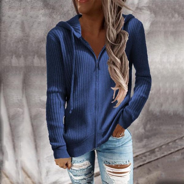 

women's knits & tees women hoodies autumn long sleeve open front cardigans casual knit zip up hooded outwear sweatshirt coat streetwear, White