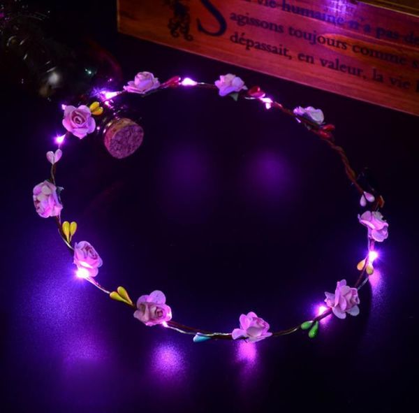 

party decoration led flower headband glowing light up hair wreath hairband garlands for women girls sn1376