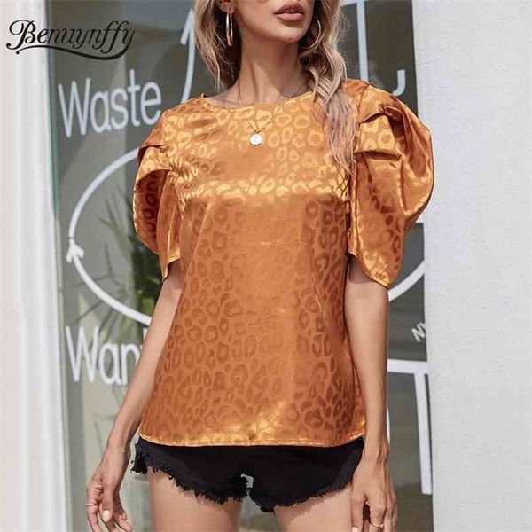 

round neck keyhole back puff sleeve women blouses fashion summer office ladies elegant vintage slim blouse 210510, White
