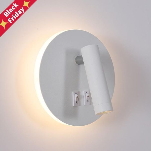 

wall light backlight 350 degree rotation adjustable lamp el bedroom bedside study reading sconce with switch