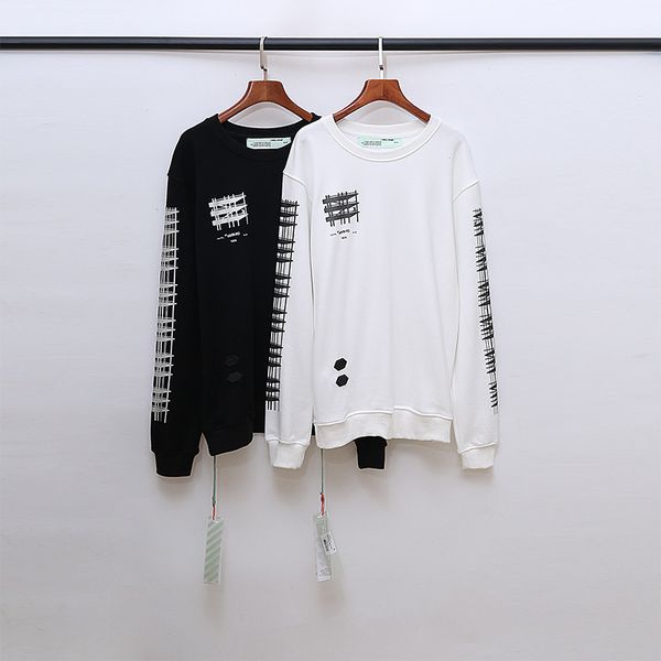 

fashion 19 winter autumn and brand off o new reflective thorn arrow round neck loose pullover casual sweater, Black