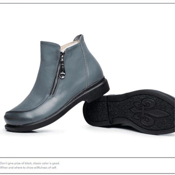 

boots 2021 snow zip women slip on shoes ankle for ladies soft genuine, Black