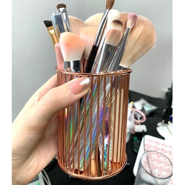 

storage boxes & bins metal hollowing makeup brush holder cosmetic tools pencil pen cup bathroom organizer accessories