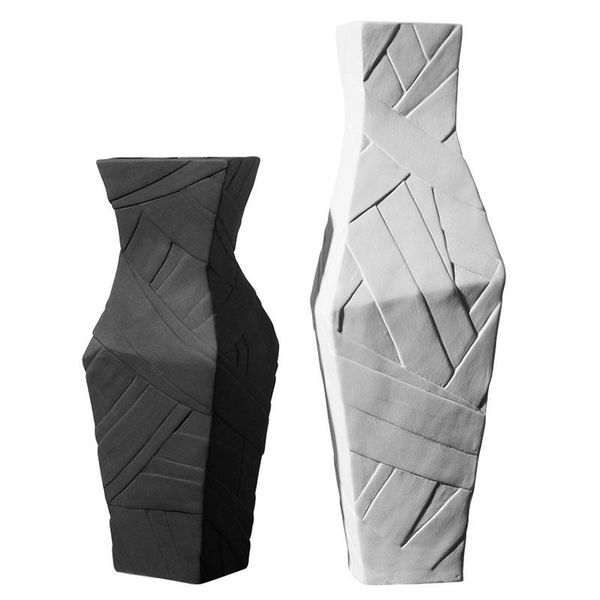 

vases nordic contracted texture ceramic flower vase home decoration modern art plant holder desk hydroponics room decor