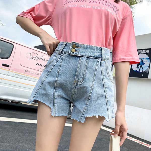 

women's shorts denim high waist show 2020 new summer thin wear loose a-line wide leg pants trend, White;black