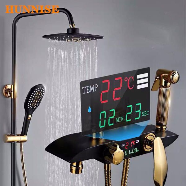 

thermostatic shower set cold bathroom mixer faucet solid brass bathtub luxury bath digital sets