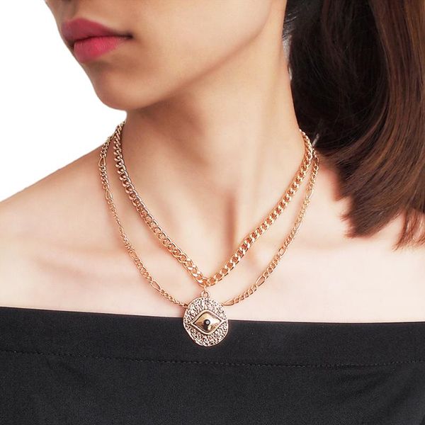 

chokers trendy metal chain choker necklace for woman vintage alloy pendant india jewelry accessories ukmoc, Golden;silver