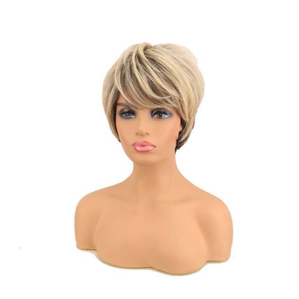 

wig ffy curly golden brown short hair headgear wig xuchang, Black