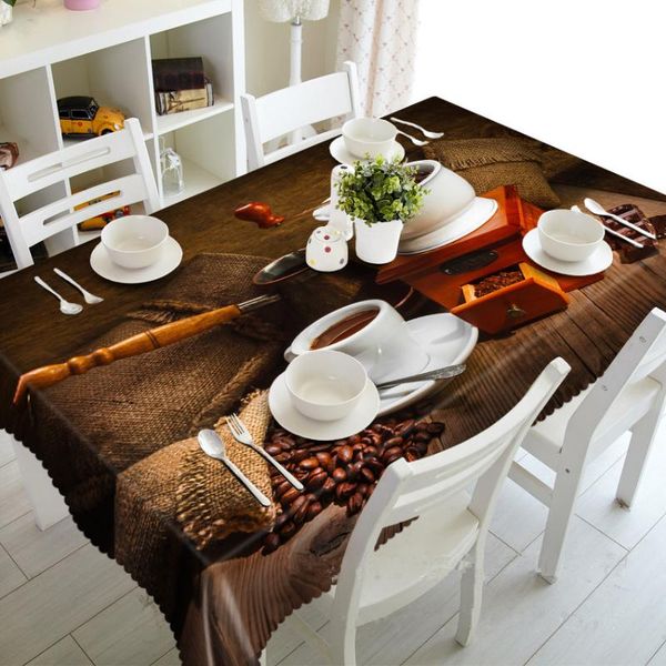 

table cloth 3d tablecloth merry christmas coffee and flower pattern waterproof thicken rectangular round wedding