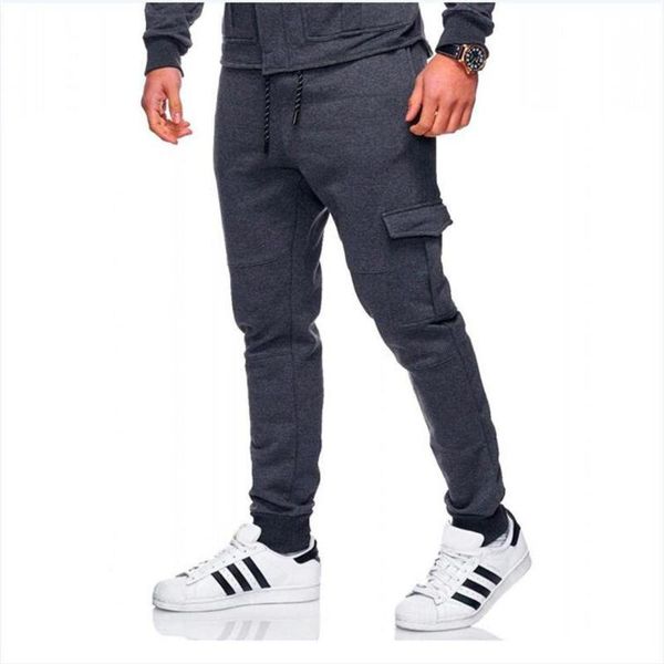 

men's pants multi-pocket men casual jogging bottoms holiday loose joggers solid sports gym trousers plus size ropa para hombre, Black
