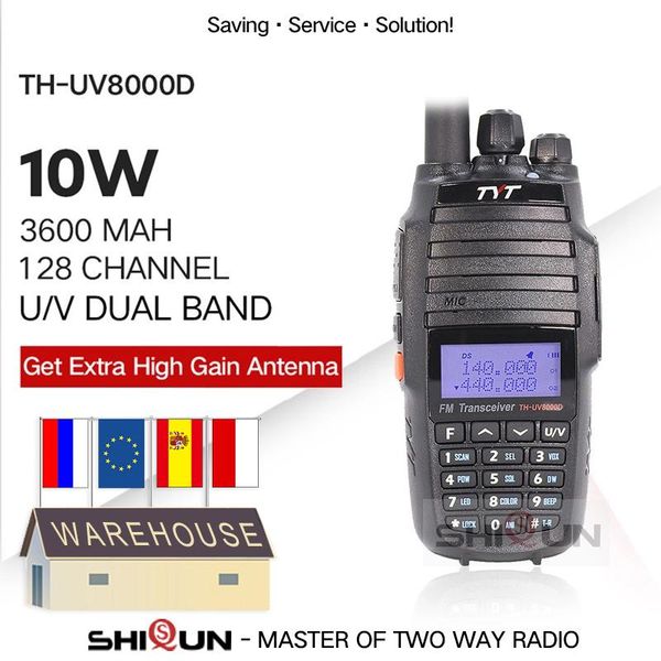 

walkie talkie tyt th-uv8000d 10 km dual band vhf uhf 10w radio comunicador 3600mah cross-band function