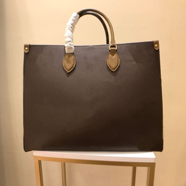 

normal quality shopping bag onthego in brown 34cm 41cm size woman composite with giant canvas one side and reverse on the other 45321