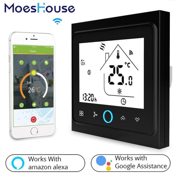 

smart home control central air conditioning thermostat wifi temperature 2 4 pipe 3 speed fan coil unit working with alexa google at