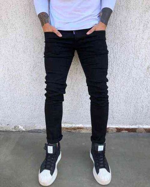 

men's jeans autumn slim feet casual black men's jeans fashion, Blue