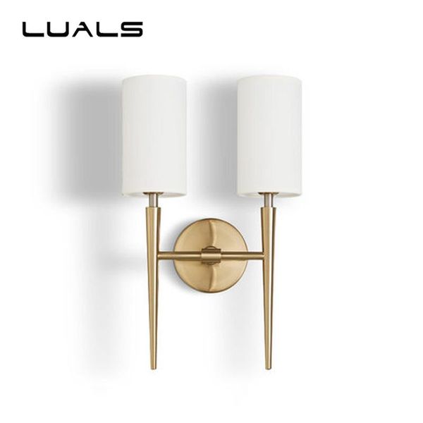 

nordic pastoral style wall lamp bedroom bedside lamps contracted cloth shade led light el rooms lighting