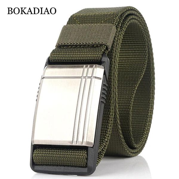 

belts bokadiao military army combat man's canvas belt magnetic metal buckle tactical for men nylon training waistband male strap, Black;brown