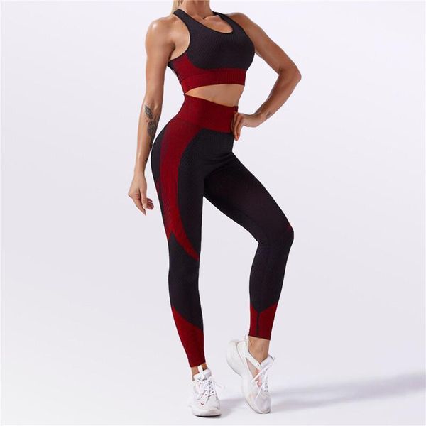 

yoga outfits women's tracksuit sportswear suit for fitness leggings gym 2 two piece set women sports sets bra long sleeve training1, White;red