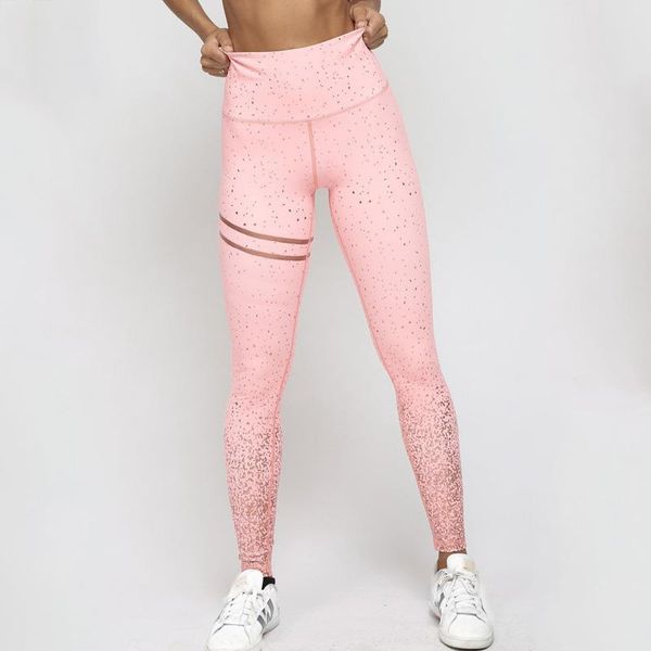 

ale gold print skinny women legging elastic push up fitness high waist knitted workout female, Black