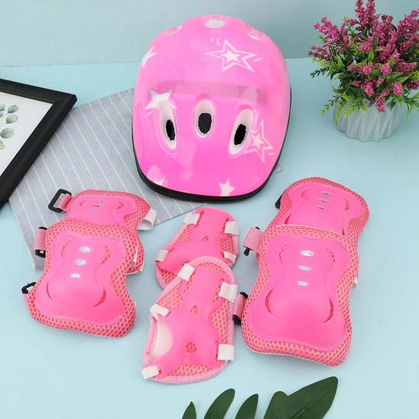 

skateboarding 7 pcs butterfly kid roller skating protective gear set cycling helmet knee guard elbow wrist hand protector skateboard climbin
