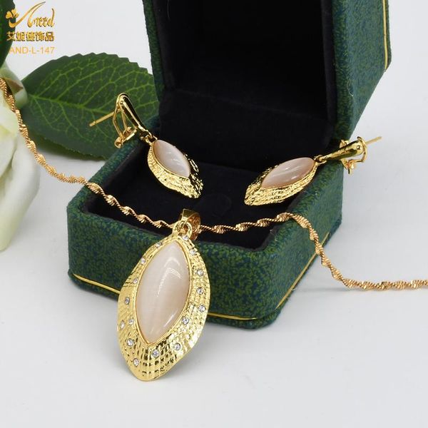 

earrings & necklace 2021trend pendant earring set for women ethiopia african gold color jewellery bridal wedding gift dubai, Silver
