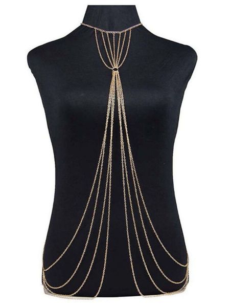 

body chain simple fashion women's long bikini body chain necklace accessories, Silver