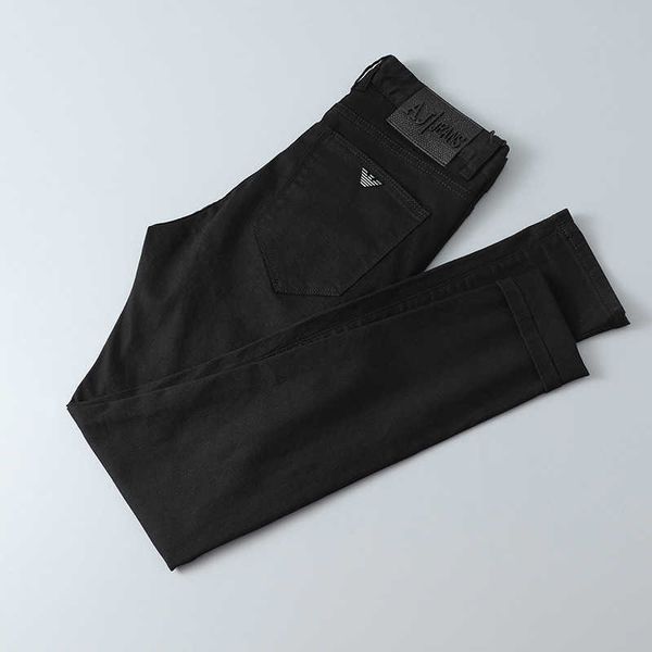

men's jeans black micro elastic spring and autumn small foot long pants, Blue