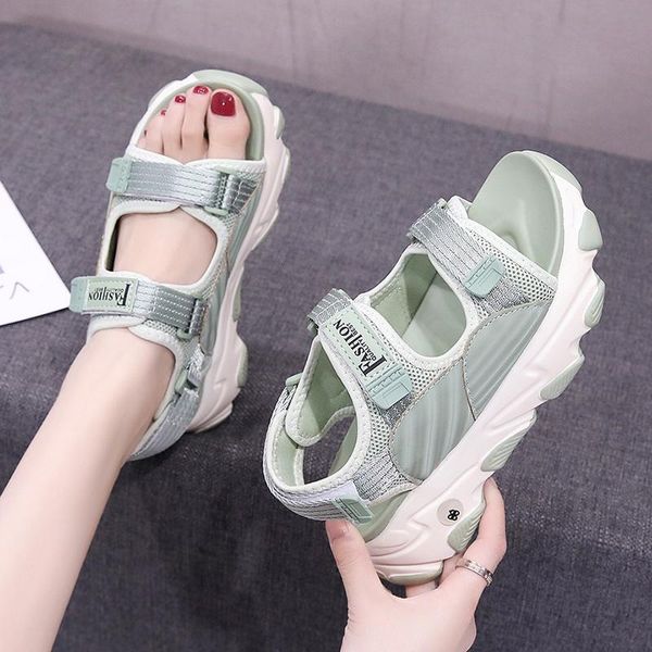 

women platform sandals fashion chunky shoes woman mesh designers brand 5cm wedge sandal beach casual british style summer, Black