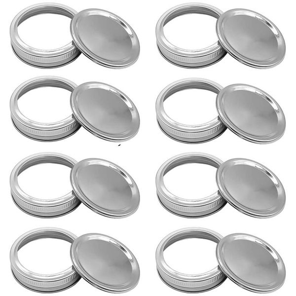 

packs canning lids, regular mouth lids and bands for mason jar, stainless steel split-type leak proof kitchen storage & organization
