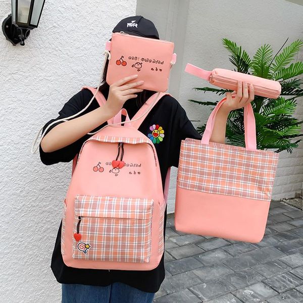 

4pcs/set women school backpacks oxford cloth waterproof schoolbag for teenage girls student book bag lady travel casual bagpack bags