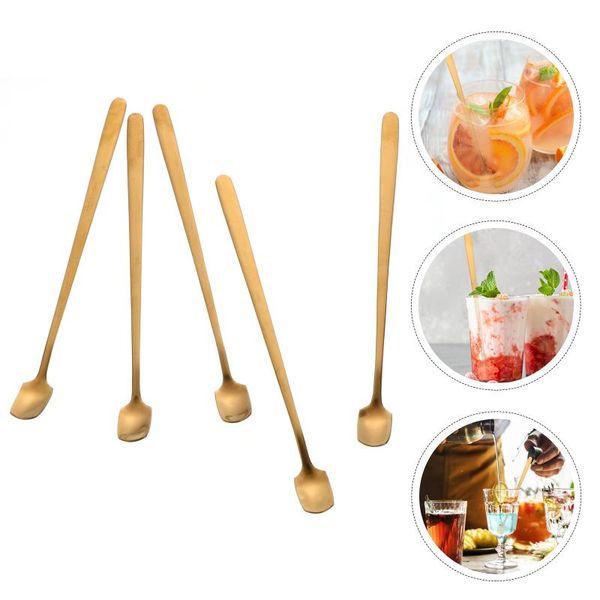 

spoons 5pcs metal dessert practical long-handle for restaurant cafe home