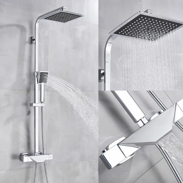 

8''bathroom faucet black rain shower head thermostatic bath wall mounted bathtub mixer tap set bathroom sets