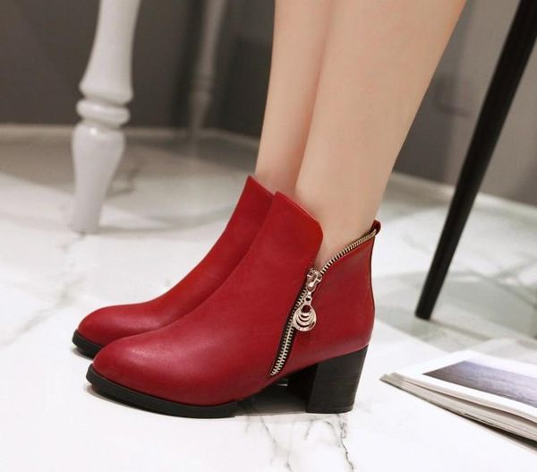 

boots big size 9 10 11 12 women shoes ankle for ladies woman winter solid color pointy metal trim, Black