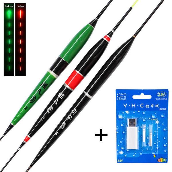 

fishing accessories 1 intelligent set led luminous float + charger usb rechargeable battery cr425 bitten fish alarm remember night
