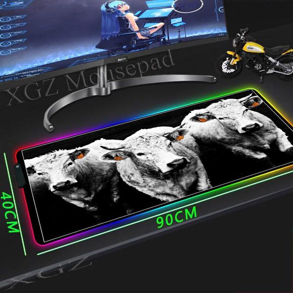 

mouse pads & wrist rests xgz anime large rgb pad black lock-edge white cow custom office computer keyboard desk mat rubber stripe non-slip